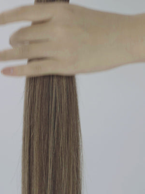 M6/27 gesträhnt schokobraun & Karamellblond, M6/27 mixed chocolate brown & caramel blonde,  M6/27 mélange brun chocolat & blond caramel