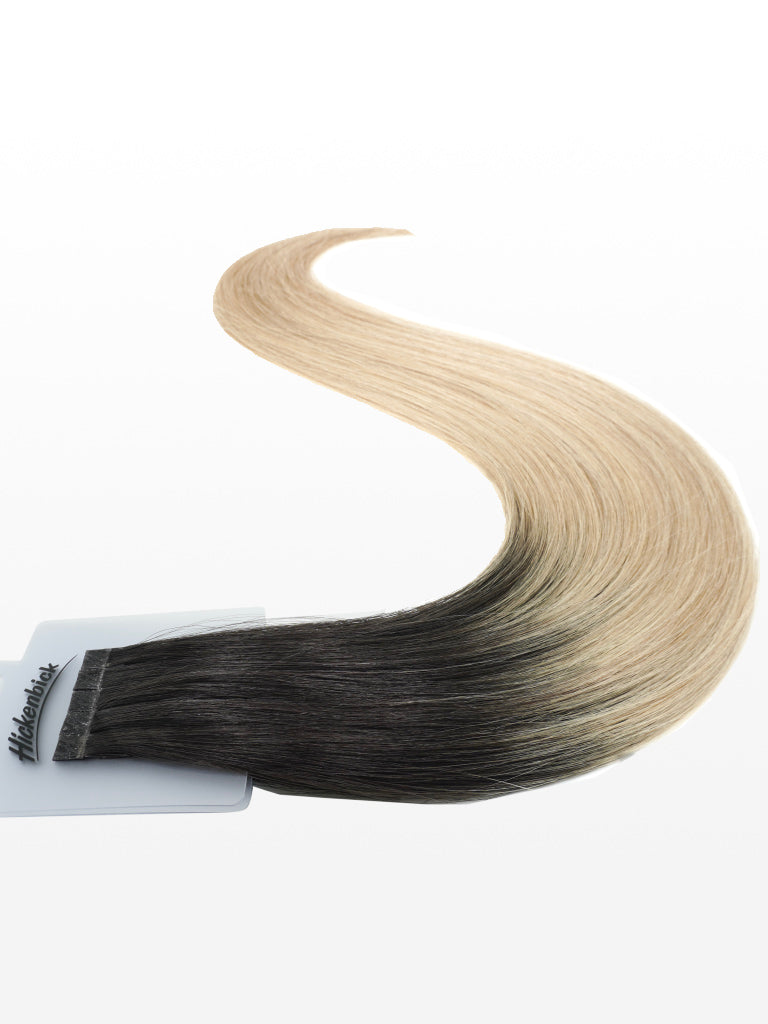20 Keratin Bonding Extensions - luxury european / russian hair - 55-60cm - glatt T2/60 ombré dunkelbraun & hellblond beige asch variant detail image - 63123c57cf56627f05044cb2cd5111df78229852ec80f743b0800c4a5a00df0c