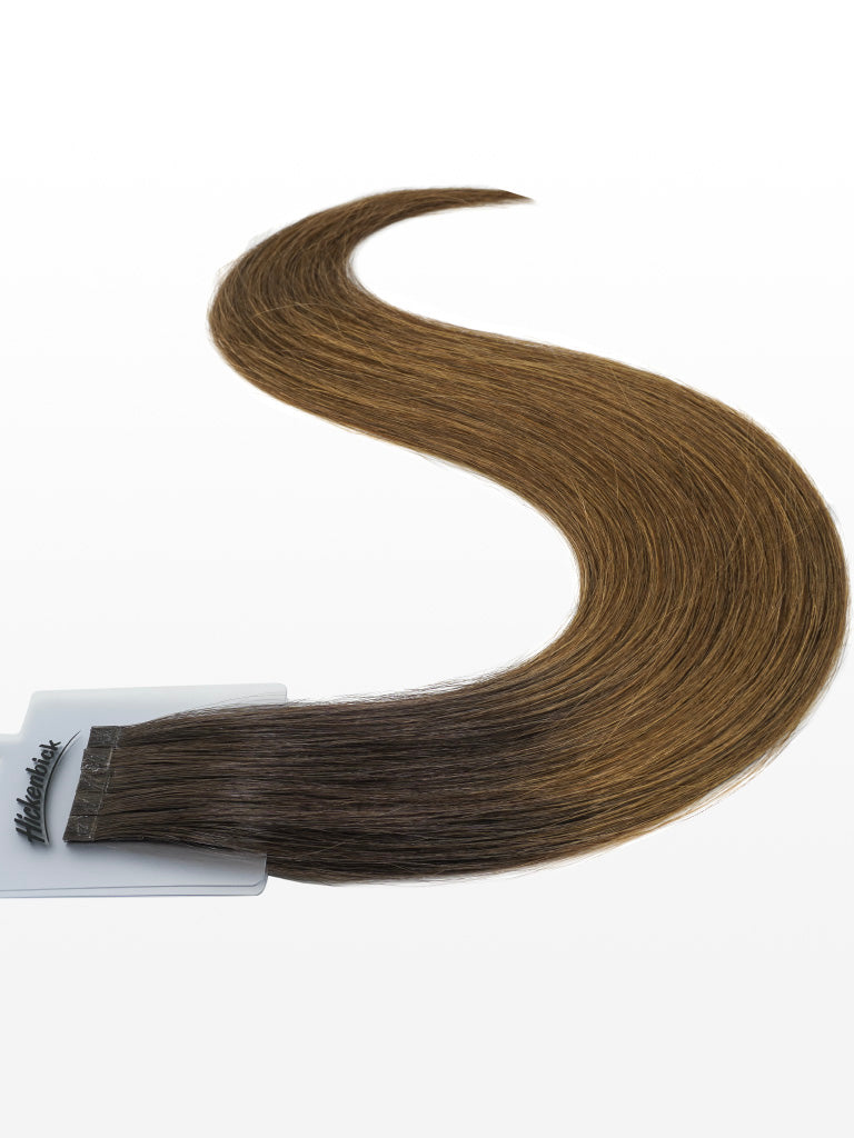 20 Keratin Bonding Extensions - luxury european / russian hair - 55-60cm - glatt T4/17 ombré dunkles kastanienbraun & mittelblond variant detail image - ad09d7a65948183d67559fced0883f52b45e6ea681ab414bb1933f5eba8a448d