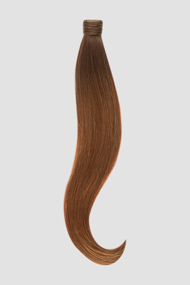 100% Echthaar Ponytail - luxury Qualität T4/17 ombré dunkles kastanienbraun & mittelblond variant detail image - 7560dea40f2525035370392683e0c17c84e1963e886f5044d3bd03bb0ec739a2