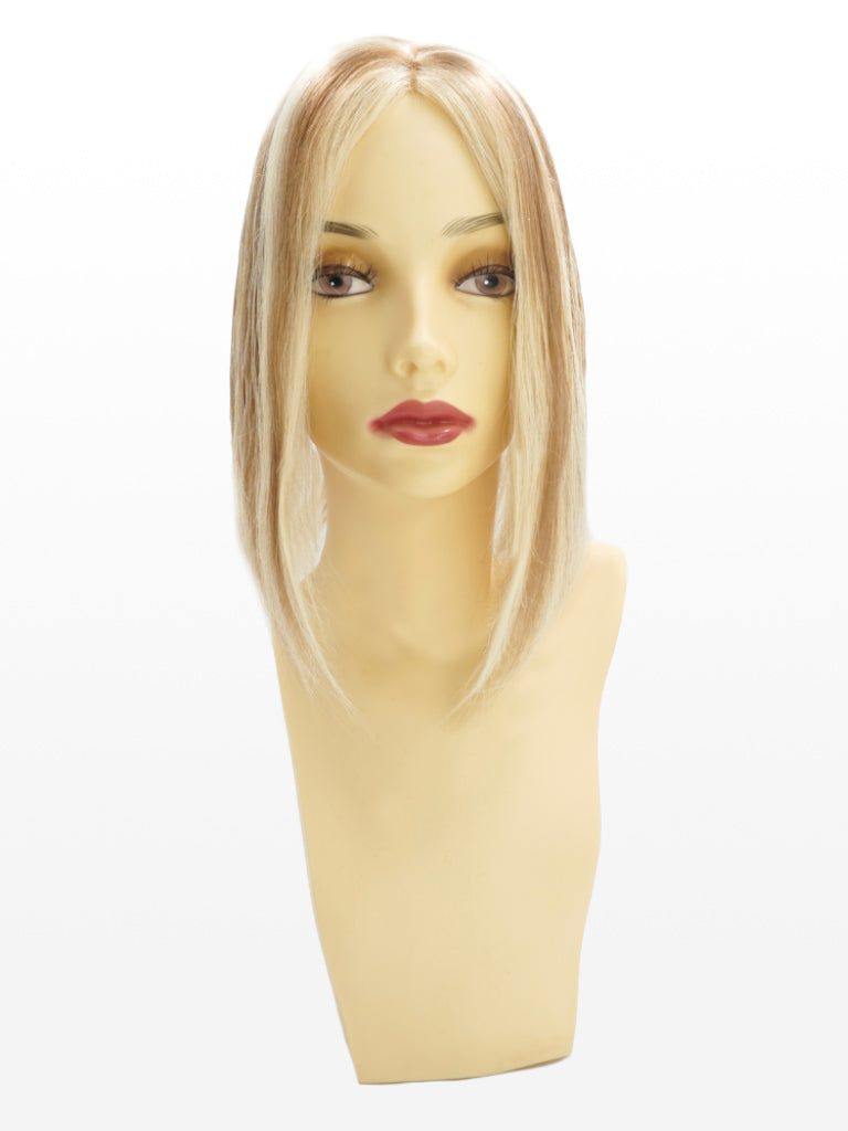 Top Piece - 100% Echthaar M20/27 gesträhnt äussersthellblond & mittelgoldblond variant detail image - fa1e27482054e1412e47f2962addf19d992ffbebb53058f448133d152a433b21