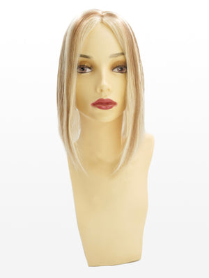 Top Piece - 100% Echthaar M20/27 gesträhnt äussersthellblond & mittelgoldblond variant detail image - fa1e27482054e1412e47f2962addf19d992ffbebb53058f448133d152a433b21