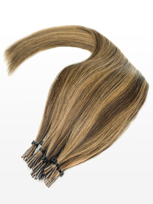 20 Microring Extensions - professional Qualität - 55cm M6/27 gesträhnt schokobraun & mittelgoldblond variant detail image - d5d4afec389e7ebbae2e3c659046fedf788b64a7ab62bb8500f5cfa5ec9b62b2