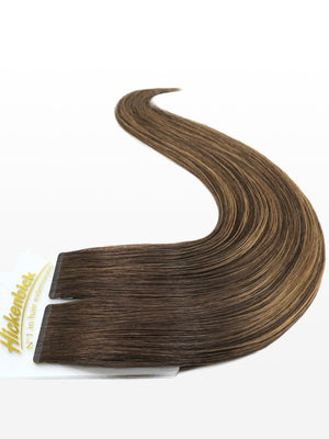 Slim Tape Extensions - luxury European / Russian Hair - 50cm B6/27 balayage schokobraun & mittelgoldblond variant detail image - 931880c13066a16ddde743a255a0b9e6b43b9b3653a875afa65e3ffb1d27d5af