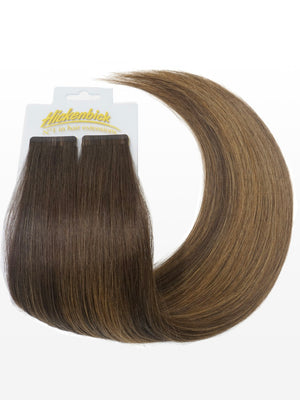 Cold Slim Tape Extensions - Professional Qualität - 45cm B6/27 balayage schokobraun & mittelgoldblond variant detail image - 6a9572c828a2cfa00dcc3dd4cd71fb7f2d8aa1cb35486e649f661cdc430df5ac
