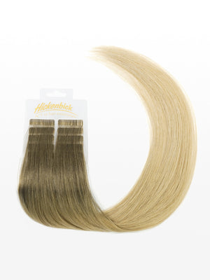Cold Slim Tape Extensions - Professional Qualität - 45cm T10/DB2 ombré dunkelblond asch & hellgoldblond variant detail image - ea0e7351f082d389d3c32cbfc82849ea7e3fb612daf309f45c0aeeb7cc1e5d73