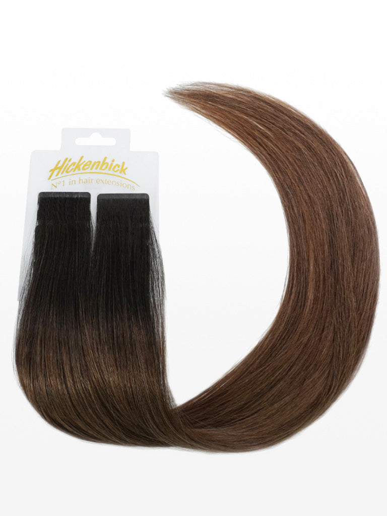 Cold Slim Tape Extensions - Professional Qualität - 45cm T4/17 ombré dunkles kastanienbraun & mittelblond variant detail image - 07c8c7499bab63d93f931434bdfc24a162da4101f25c64b1a49a2e3771d62289