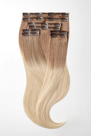 Clip in Extensions - luxury Qualität - Maximum Volume 8-teilig T14/1001 ombré hellblond & platin blond variant detail image - eb98614f870c6f7b73f78ddacbfd2f68cfc88d41981c66ca030c962dc217a54c