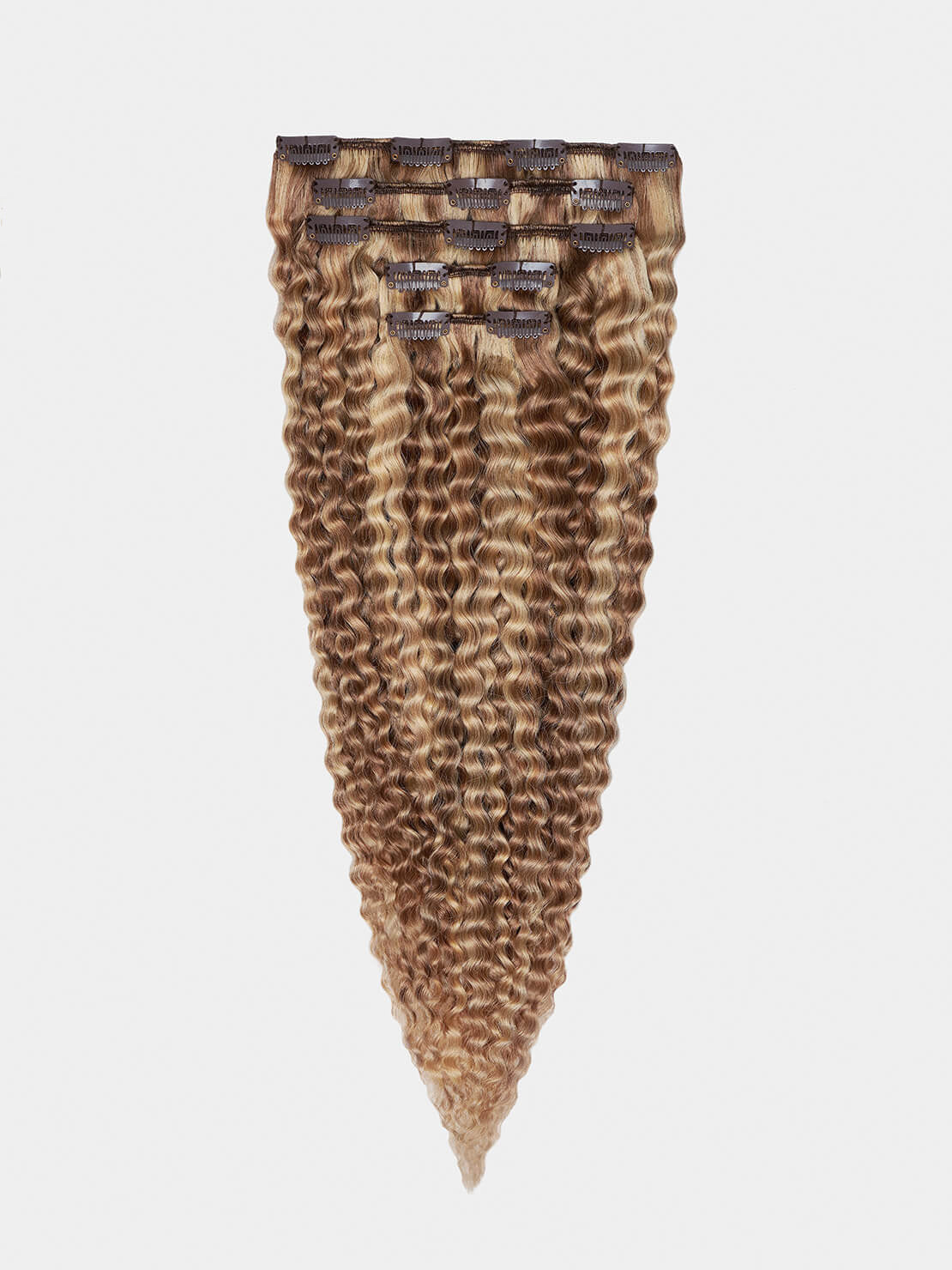 Clip in Extensions - luxury Qualität - 130 Gramm 5-teilig - 55cm - CURLY M18/24 gesträhnt mittelblond & superhellaschblond variant detail image - 890255b44c98d7c934c47ea37208ee8e489a0abe6fb1c319d93c6aa225d71453