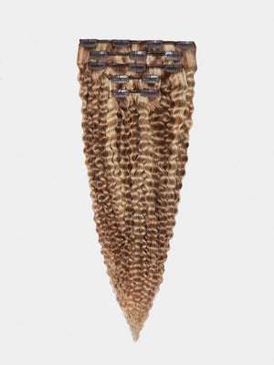 Clip in Extensions - luxury Qualität - 130 Gramm 5-teilig - 55cm - CURLY M18/24 gesträhnt mittelblond & superhellaschblond variant detail image - 890255b44c98d7c934c47ea37208ee8e489a0abe6fb1c319d93c6aa225d71453