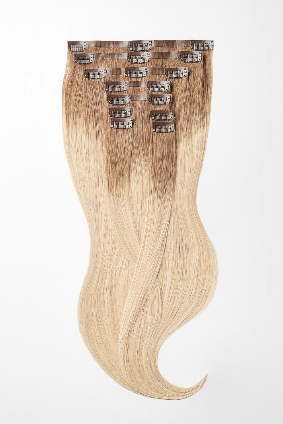 Nahtlose Clip Extensions - luxury Qualität - 120 Gramm 9-teilig - 55cm T18/24 ombré mittelblond & superhellaschblond variant detail image - 66309b467930f8a31aebd3a98ea25c8ee2335c58bdebd18f4438a50b8812d71d
