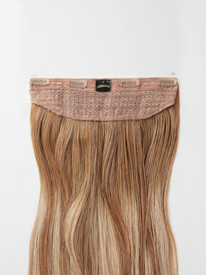 Flip in Extensions - one piece - luxury Qualität B12/26 balayage dunkelgoldblond & Honig Goldblond variant detail image - 2eecaab2f583fa5b46042a131f1a8534f4ea47c71208578d205a5ac5d68b7bde