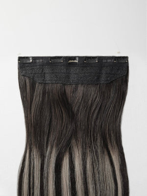 Flip in Extensions - one piece - luxury Qualität B2/60 balayage dunkelbraun & hellblond beige asch variant detail image - abbaea3e4ef0e475344c87c5b53c1eacd9238a1442f7df13e2bc668f23dceb44