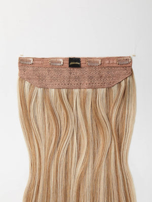 Flip in Extensions - one piece - luxury Qualität M20/27 gesträhnt äussersthellblond & mittelgoldblond variant detail image - f2a80683beb05e5680faba2fbff386324784da2ed78fa8ebdb8373a195c46c4e