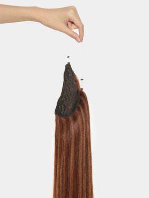 Flip in Extensions - one piece - luxury Qualität M6/12 gesträhnt schokobraun & dunkelgoldblond variant detail image - 3e6f23a2fb2fdf4388c71da56b6e0a4ca8c3f4f3b8e609d6a94ddb302edc6f55