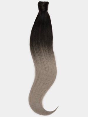 100% Echthaar Ponytail - luxury Qualität T2/60 ombré dunkelbraun & hellblond beige asch variant detail image - 6479f241da16fee0ac8d5205be4fdd59115032a14074fb564c6abc1f174320de